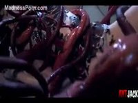 Woman is fucked by tentacles